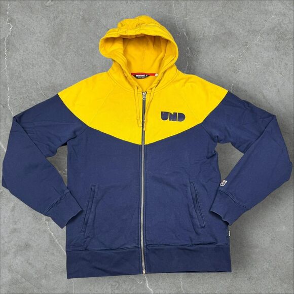 Navy and Yellow Undefeated UNDFTD Spell out Zip-up Hoodie Sweatshirt - Medium - Picture 1 of 8